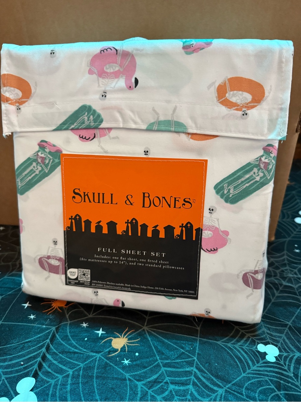 Pink Flamingo & Teal Pool Float Skull Full Sheet Set